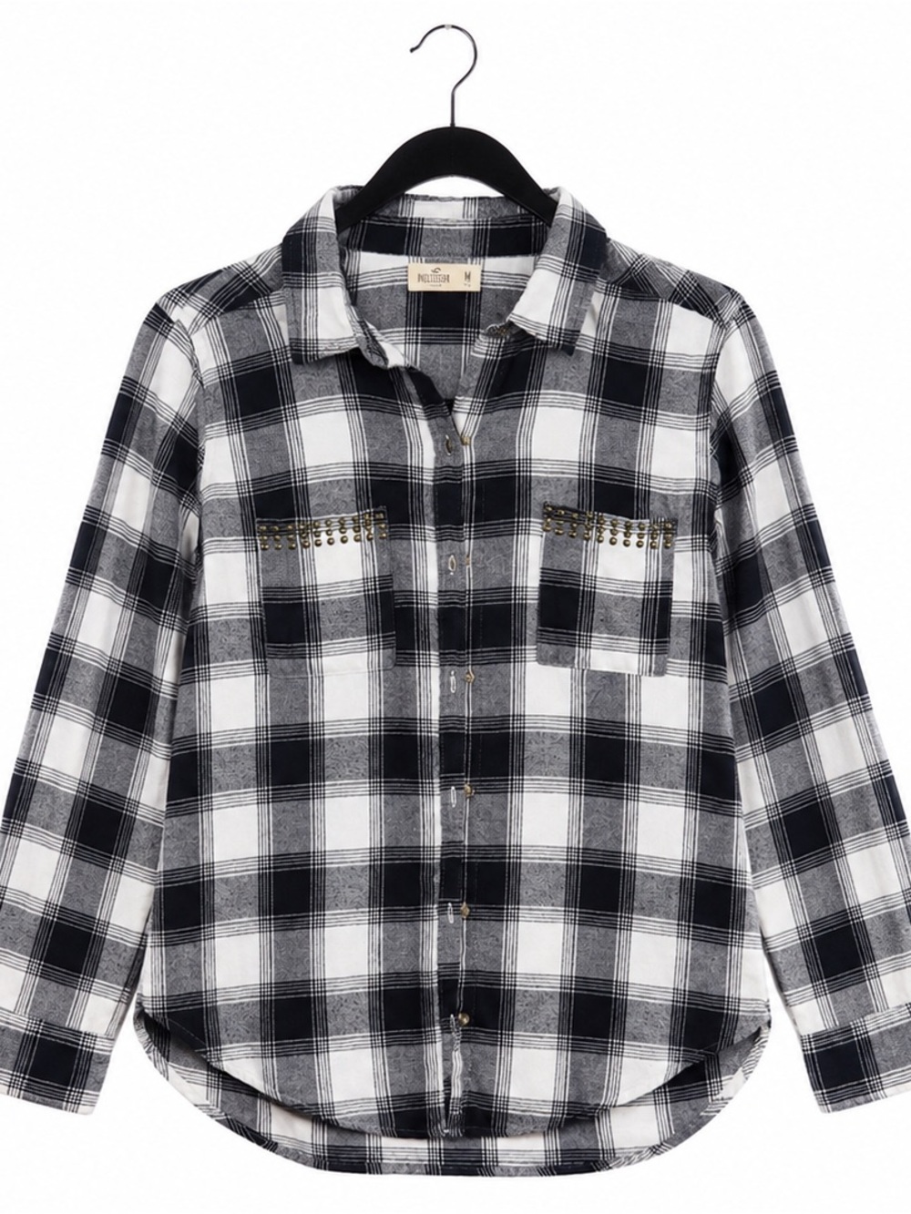 Hollister Black and White Lightweight Plaid Shirt